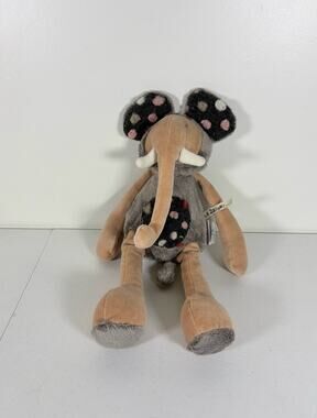 Moulin Roty Elephant Plush Les Zazous Collection Gray Doudou Lovey 14”